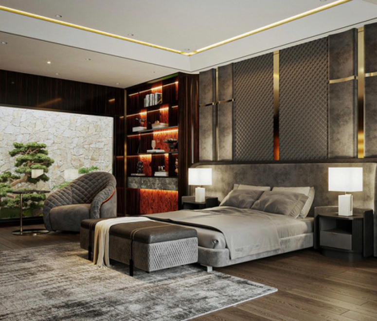 Tuyệt tác thi công phòng ngủ phong cách Modern luxury diện tích sàn 55m2 tại Đông Anh